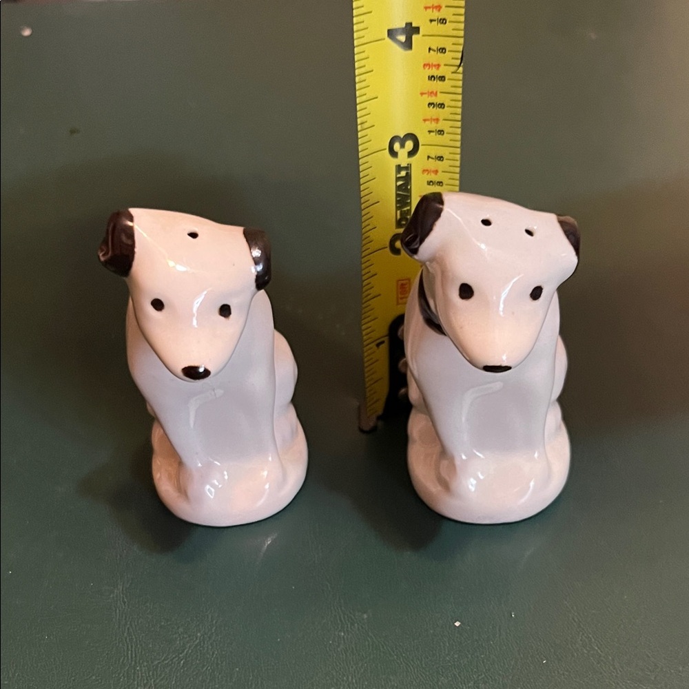 White Ceramic Dog Salt and Pepper Shakers - Vintage Style